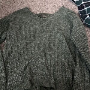 Heritage Olive V-Neck Sweater